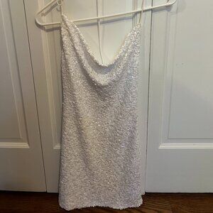ASTR The Label White Sequin Mini Dress